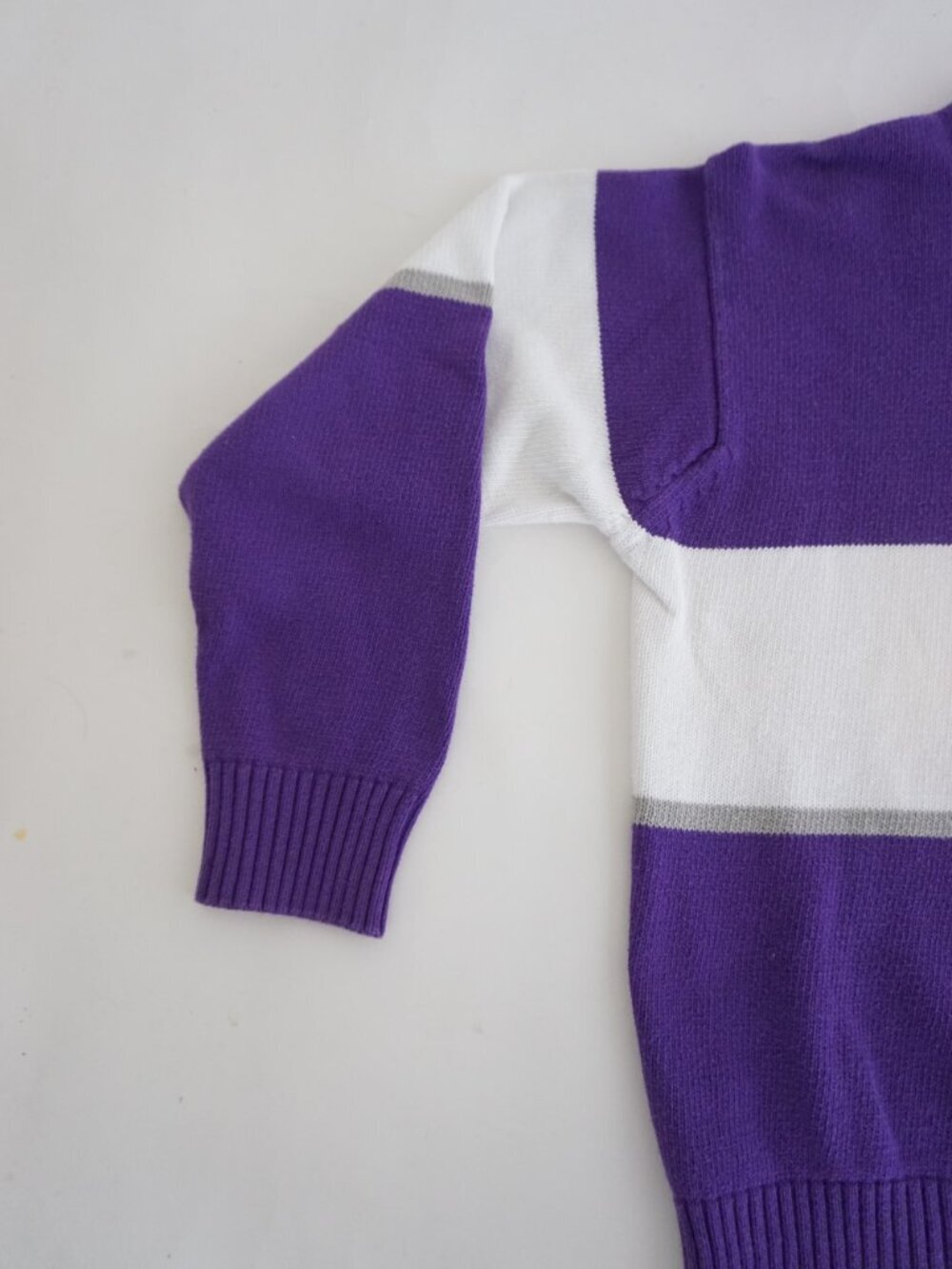Vintage Main River Purple White Stripe Knit Sweater Cotton Crewneck Large - Picture 8 of 9